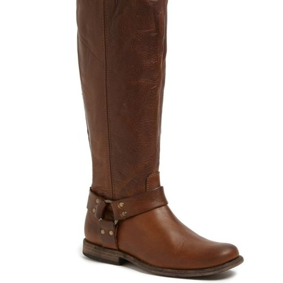 Frye Phillip Harness Tall Washed Leather Rare - Picture 15 of 16